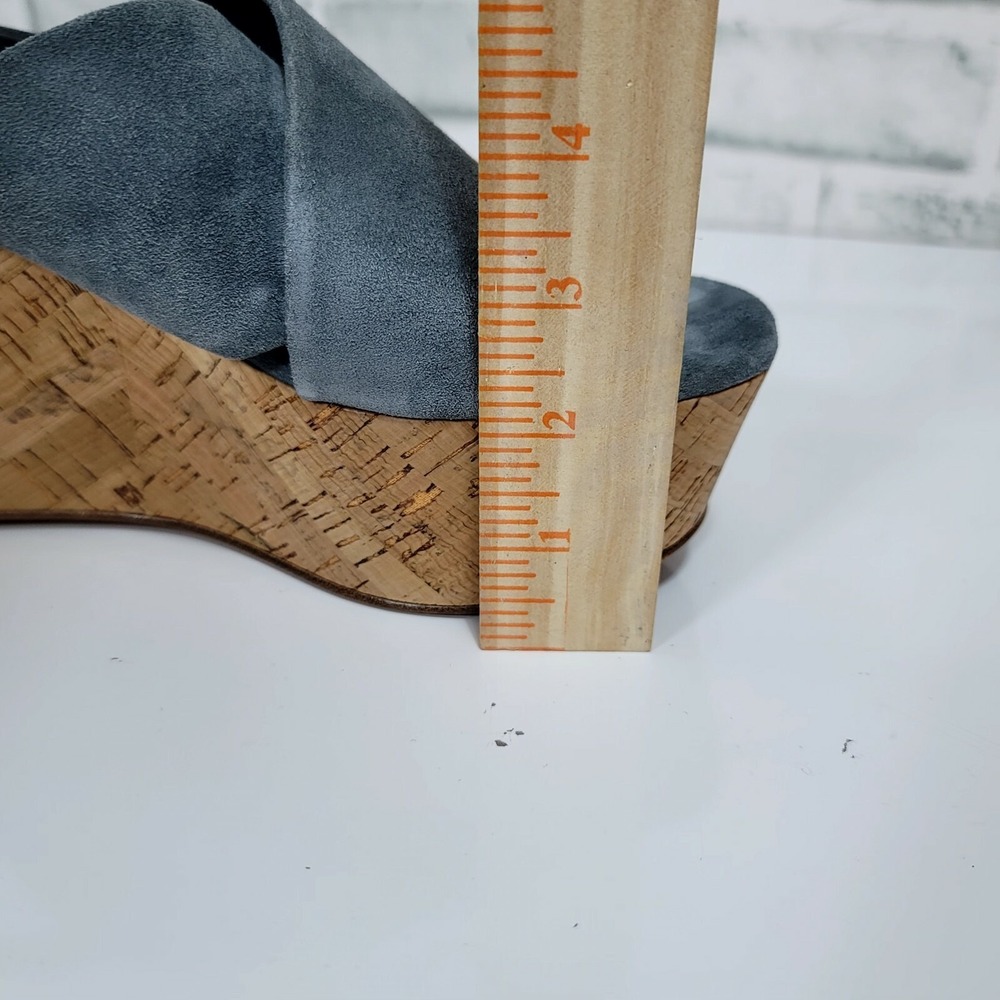 DVF Juno Blue Suede Cork Wedge Sandals Slingback Womens 8.5 Platform Retro - Picture 10 of 11